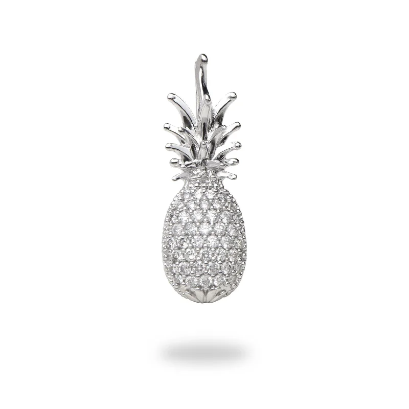 Stunning Statement Jewelry, Unbeatable Discounts Pineapple Charm/Pendant in White Gold with Diamonds- 20mm