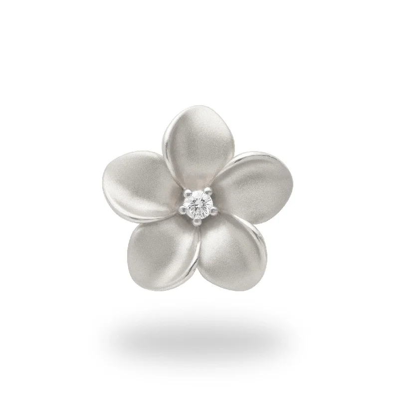 Shop Elegant Jewelry At Unbeatable Prices Plumeria Pendant in White Gold with Diamond - 20mm