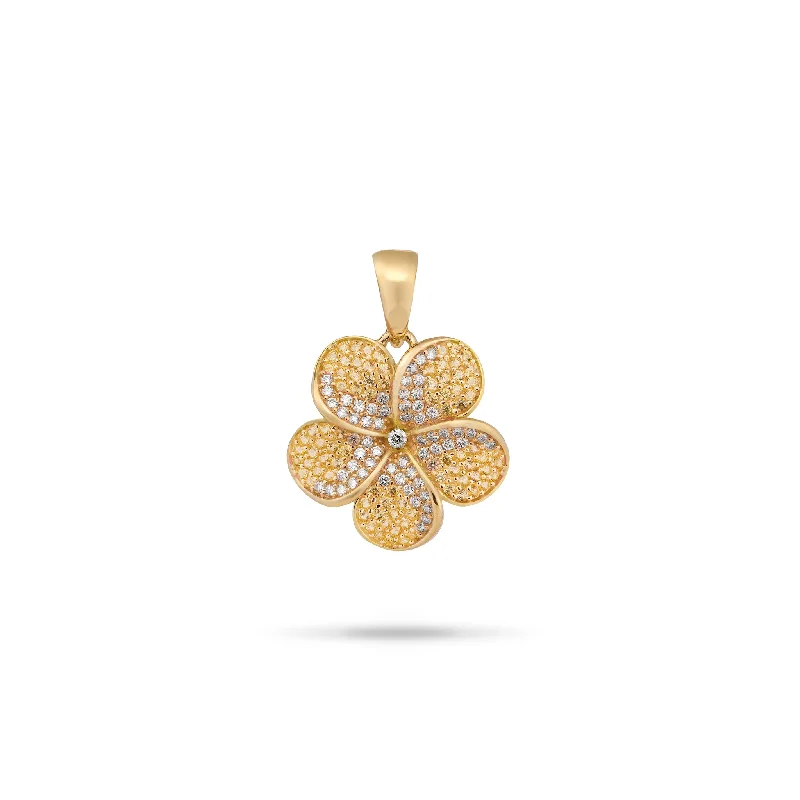 Elegant Jewelry At Unbeatable Prices – Shop Today Plumeria Yellow Sapphire Pendant in Gold with Diamonds - 20mm