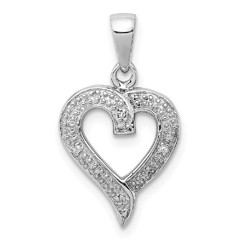 Best Jewelry Sale Prices – Limited-Time Offer Rhodium Diamond Heart Pendant in Sterling Silver