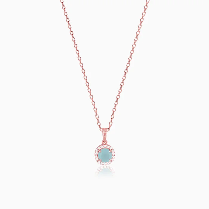 Premium Jewelry Now Available At Special Discounts Rose Gold Blue Halo Pendant With Link Chain