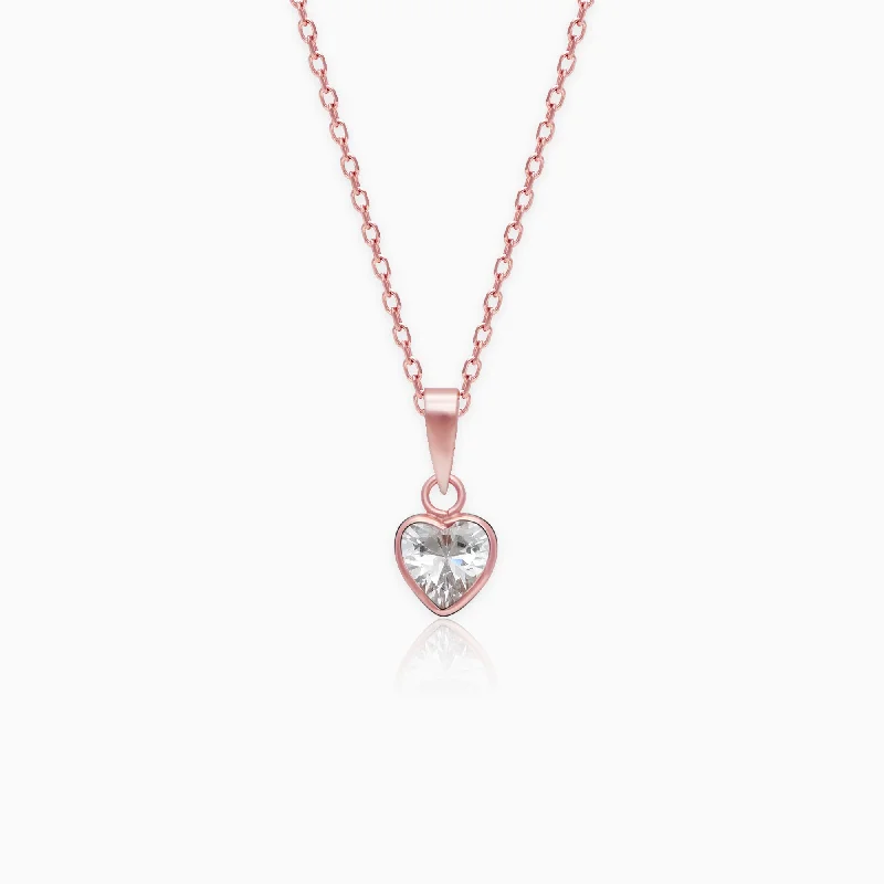 Make Your Outfit Shine With Discounted Jewelry Rose Gold Crystal Heart Pendant With Link Chain