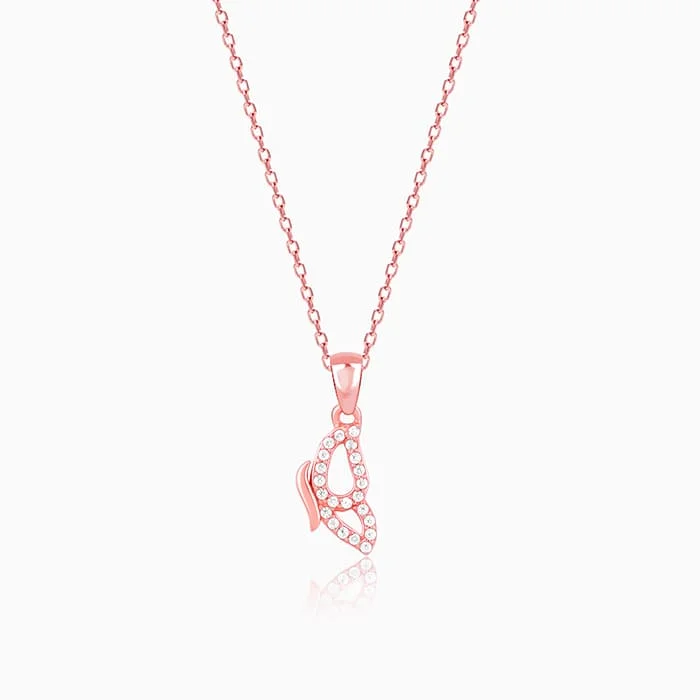 Special Jewelry Deals – Upgrade Your Collection Rose Gold Dazzling Butterfly Pendant With Link Chain