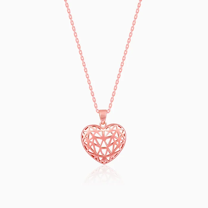 Buy More, Save More – Special Jewelry Discounts Rose Gold Filigree Heart Pendant with Link Chain