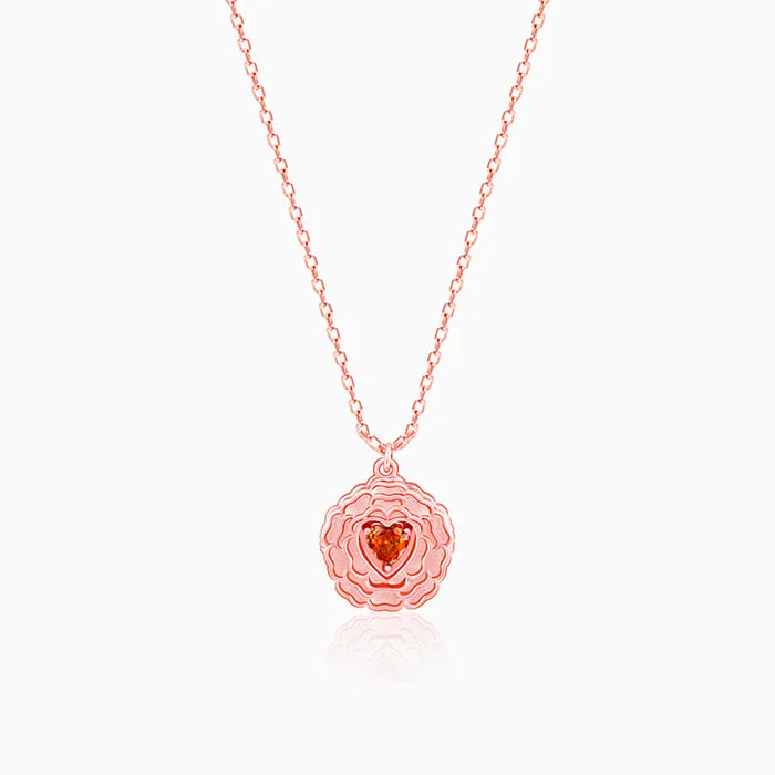 Affordable Elegance – Special Jewelry Sale Now Live Rose Gold I Love You Floral Pendant With Link Chain