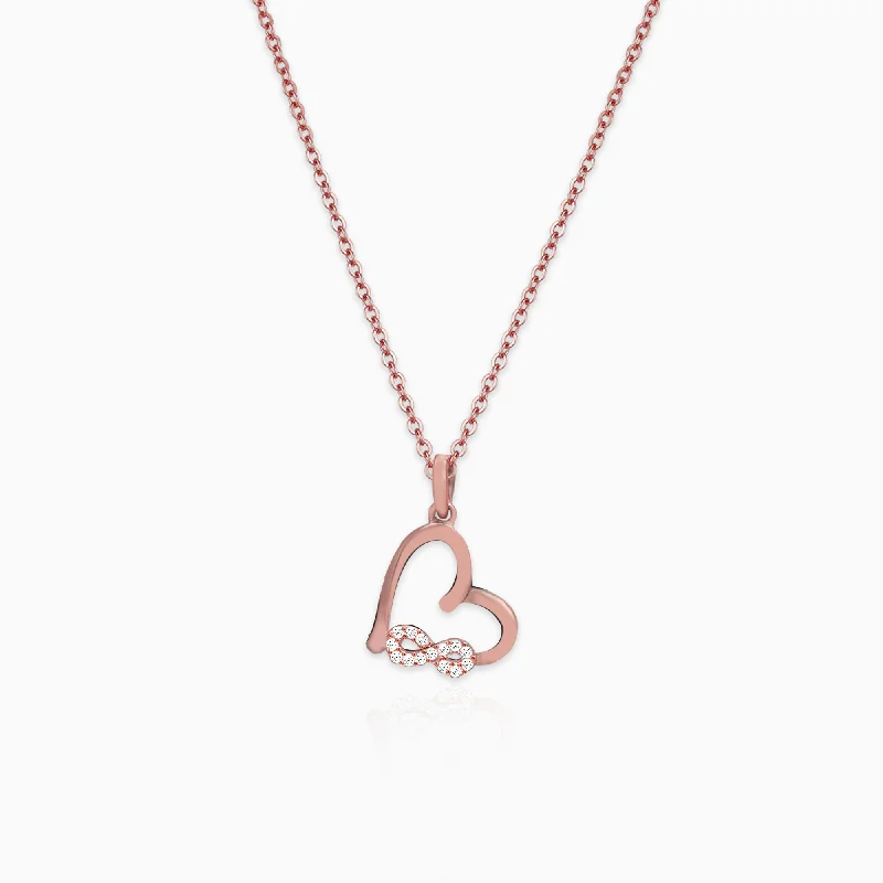 Limited-Time Offer On Elegant Jewelry Pieces Rose Gold Infinity Heart Pendant with Link Chain