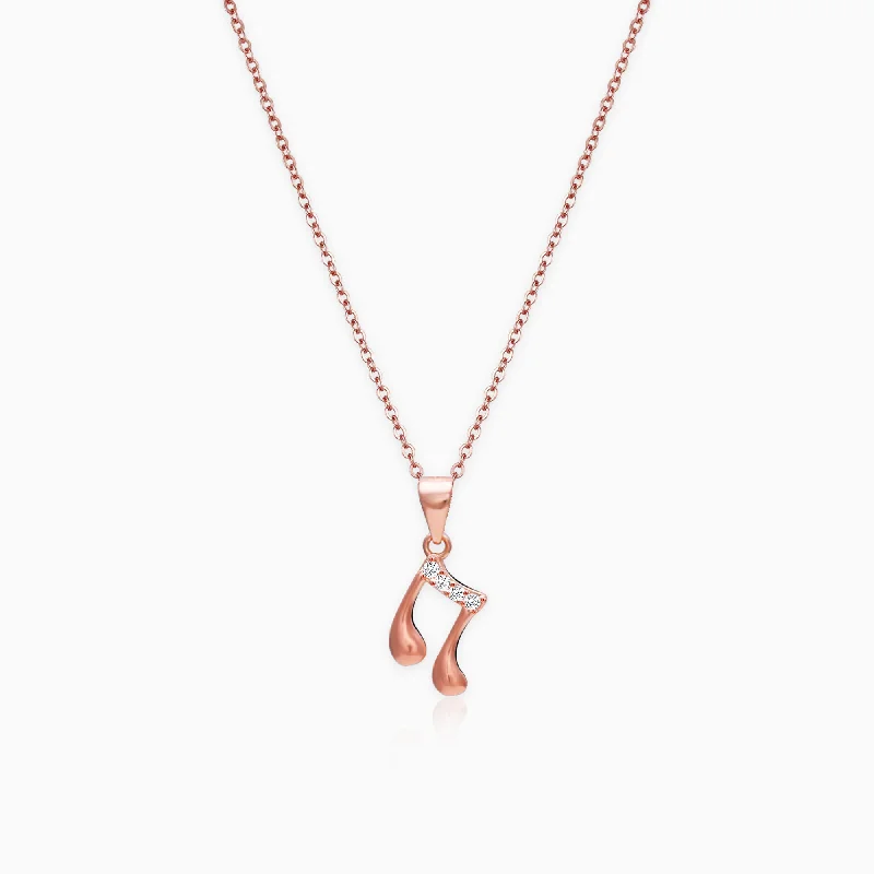 Exclusive Gemstone Jewelry At Special Prices Rose Gold Music Pendant with Link Chain