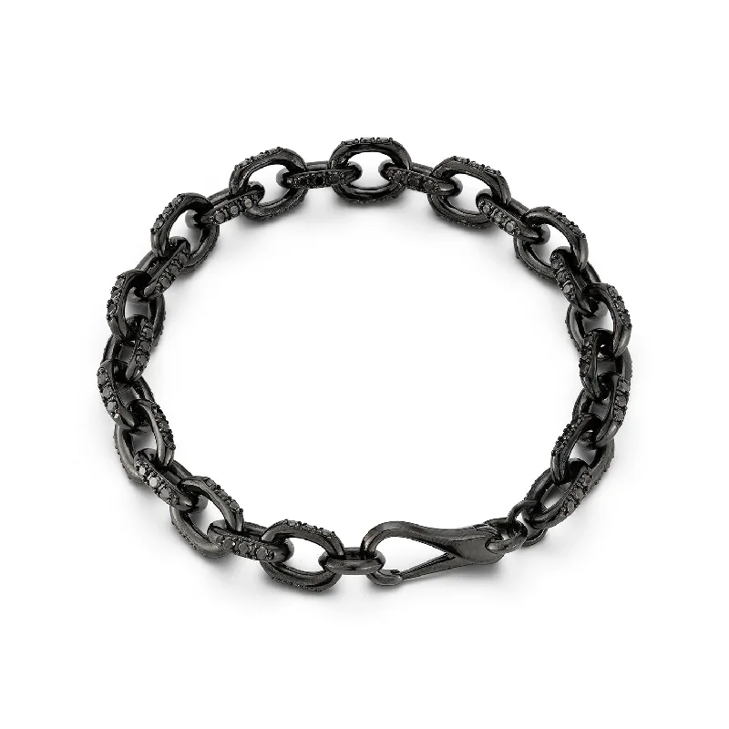 Affordable Luxury Jewelry – Style At A Great Price SAXON 18K BLACK GOLD AND BLACK DIAMOND CABLE CHAIN LINK BRACELET