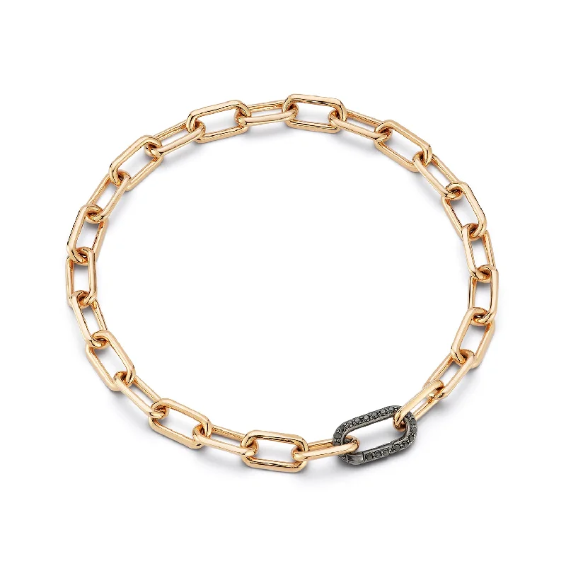 Luxury Jewelry Sale – Elegant Styles At Unbeatable Prices SAXON 18K GOLD CHAIN LINK BRACELET WITH ELONGATED BLACK DIAMOND CLASP