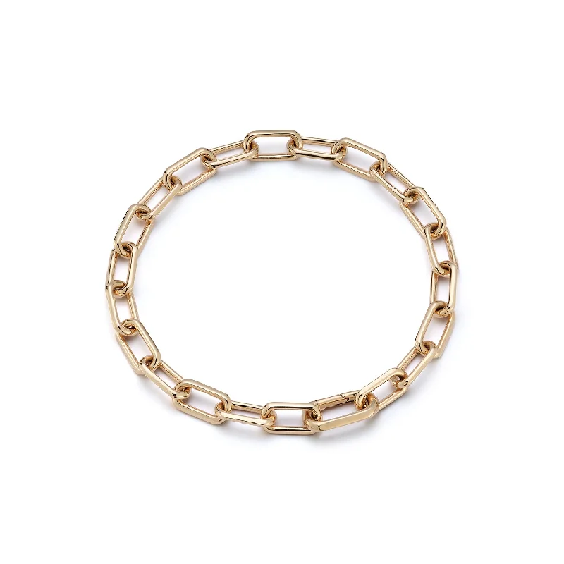 Affordable Glamour – Premium Jewelry At Special Prices SAXON 18K GOLD CHAIN LINK BRACELET WITH ELONGATED CLASP