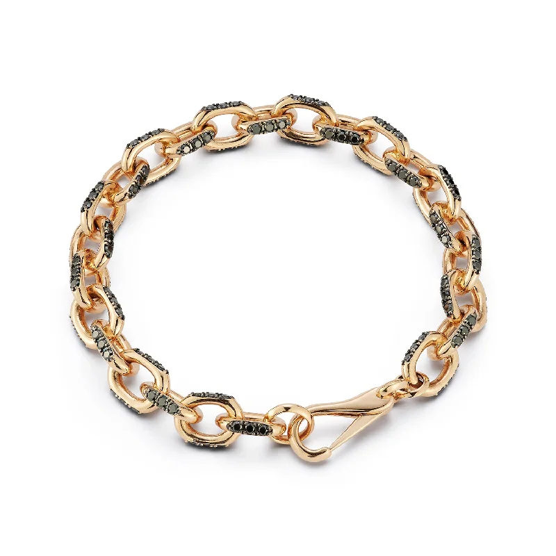 Seasonal Jewelry Clearance – Best Styles At The Lowest Prices SAXON 18K ROSE GOLD AND BLACK DIAMOND CABLE CHAIN LINK BRACELET