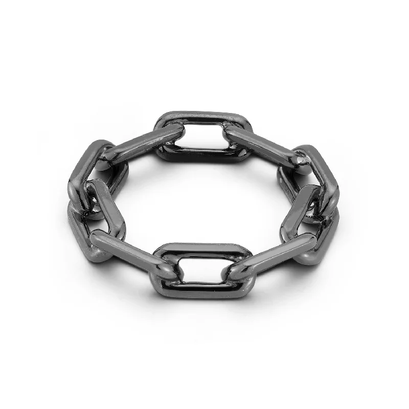 Flash Sale On Stunning Jewelry – Don't Miss Out SAXON GUNMETAL STERLING SILVER CHAIN LINK RING