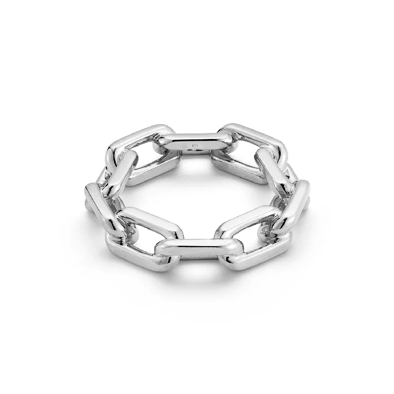 Trending Jewelry Styles Now At Limited-Time Discounts SAXON MEN'S STERLING SILVER LARGE CHAIN LINK RING