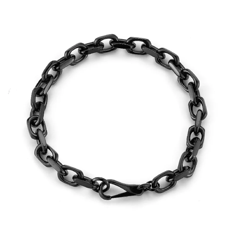 Best Jewelry Deals – Premium Quality At Exclusive Discounts SAXON STERLING SILVER, BLACK RUTHENIUM CABLE CHAIN LINK BRACELET WITH SPRING CLASP