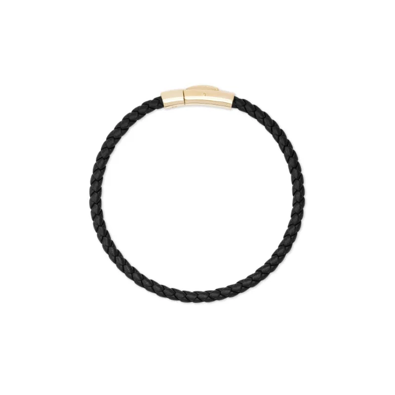 Dazzle With Discounts – Shop Jewelry On Sale Scott Bros. Evans 18k Yellow Gold Vermeil Corded Bracelet In Black Leather