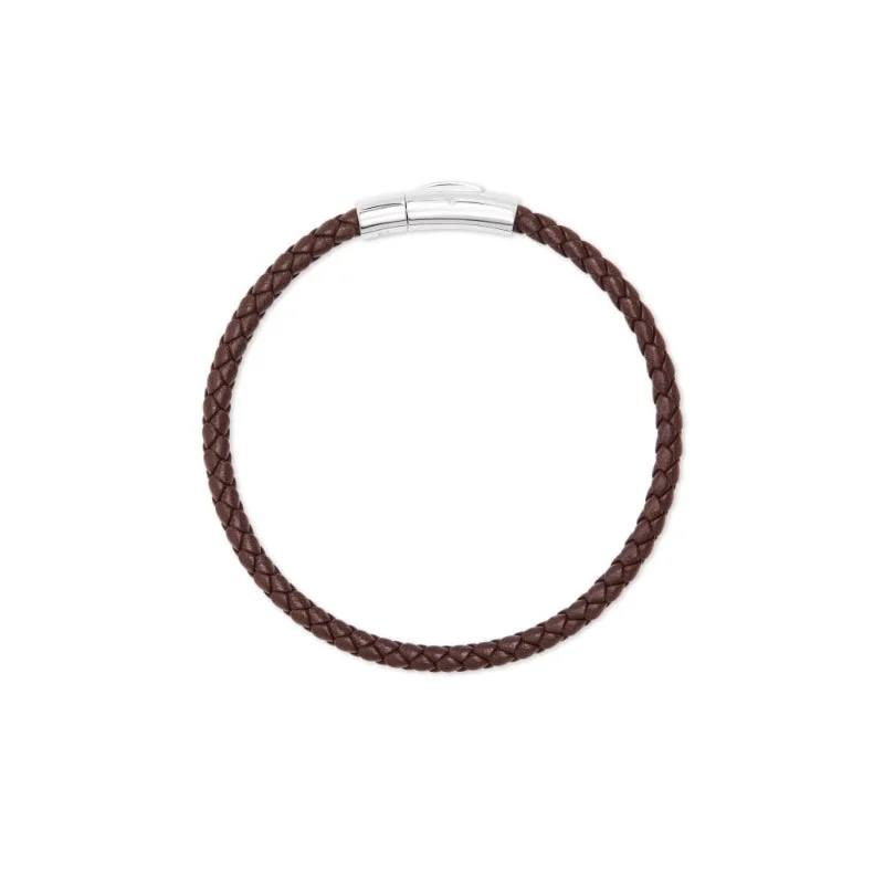 Affordable Luxury Jewelry For Every Occasion Scott Bros. Evans Sterling Silver Corded Bracelet In Brown Leather