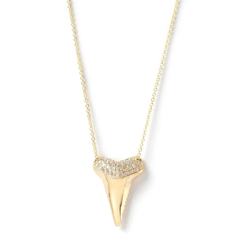 Accessorize For Less – Luxury Jewelry At Affordable Prices Sharktooth Necklace with Pavé Top