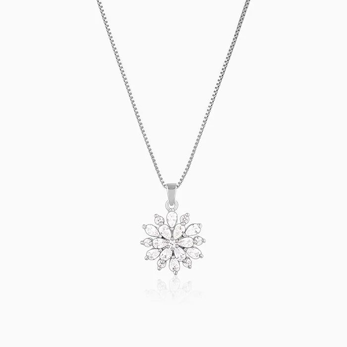 Shop Stylish Jewelry Now And Save Big Silver Heavenly Flower Pendant With Box Chain