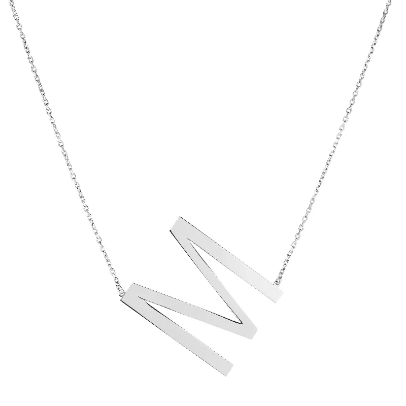 Silver M Letter Necklace