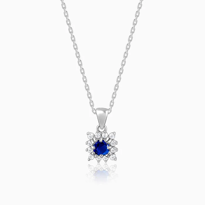 Affordable Glamour – Premium Jewelry At Special Prices Anushka Sharma Silver Royal Blue Pendant with Link Chain