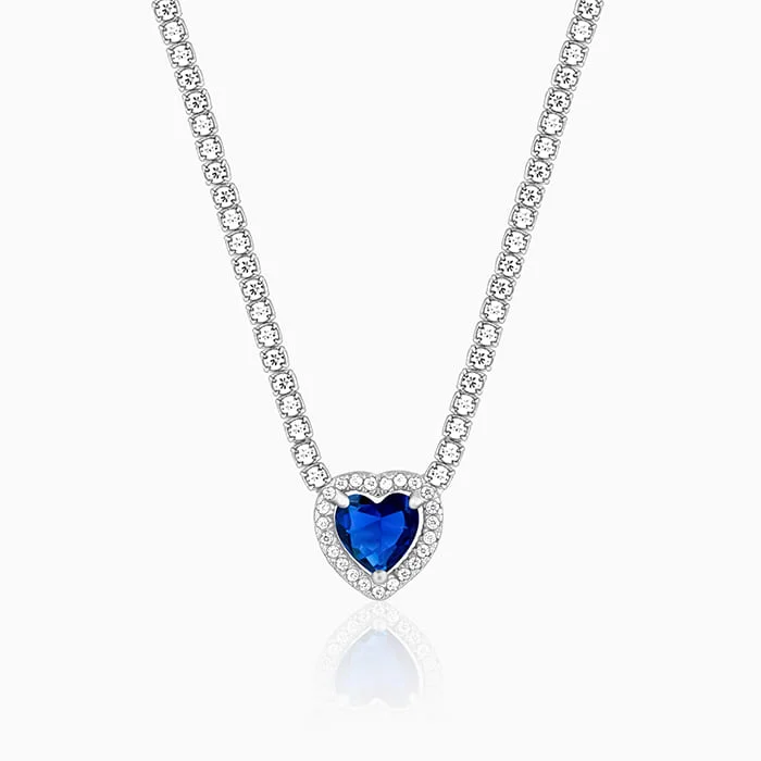 Elegant Jewelry, Affordable Luxury – Shop Now Silver Solitaire Blue Heart Necklace