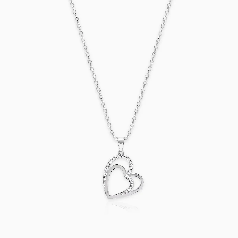 Best Jewelry Deals – Shop Premium Pieces At Great Prices Silver Zircon Double Heart Pendant with Link Chain