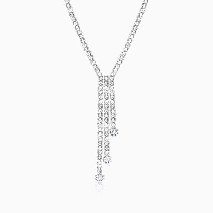 The Perfect Jewelry Piece At The Perfect Discount Silver Zirconia Lariat Necklace