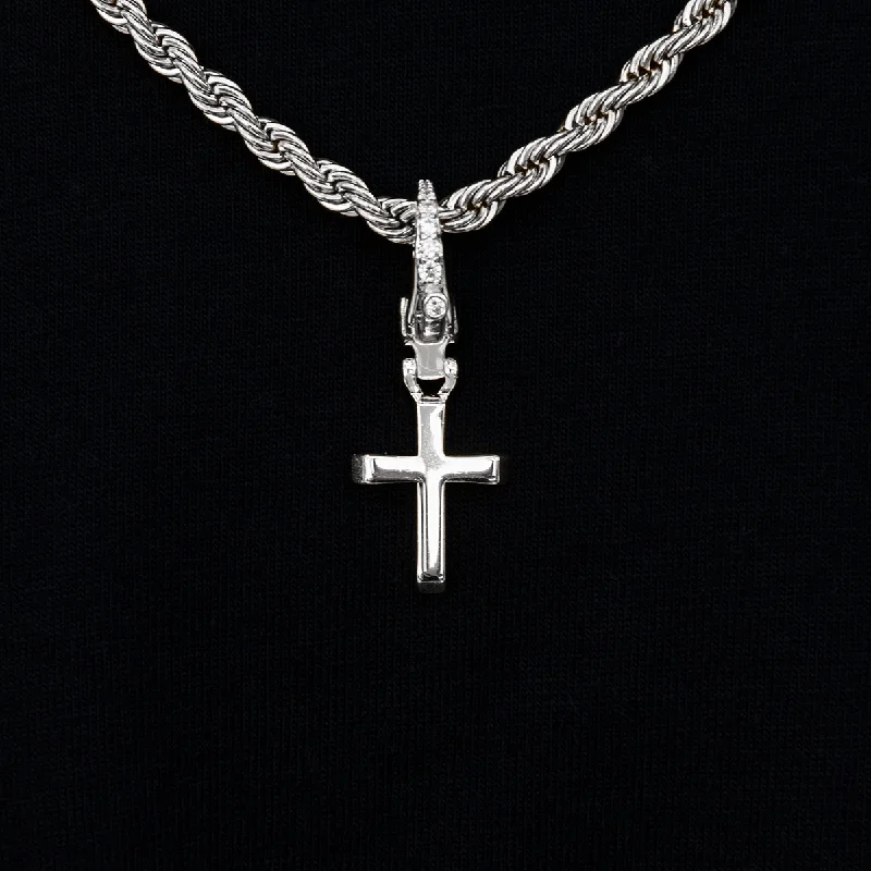 Shop Handcrafted Jewelry At Special Promotional Rates Simple Cross Clip On Pendant in White Gold