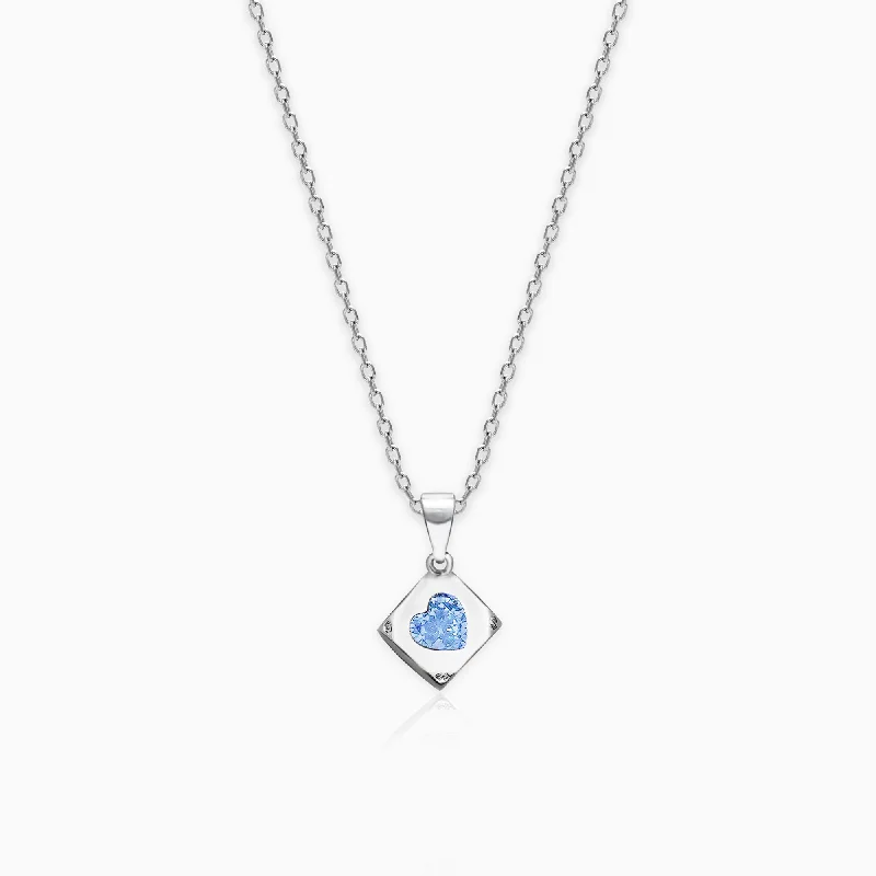 Flash Sale On Stunning Jewelry – Don't Miss Out Sky Blue Heart Cube Pendant with Link Chain