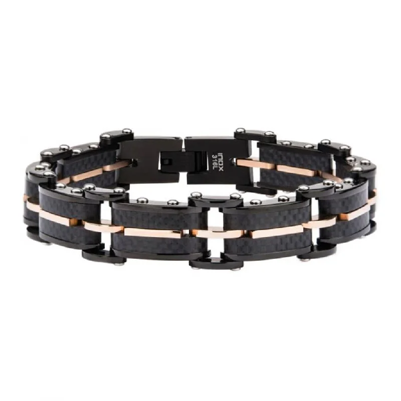 Premium Diamond Jewelry At Once-In-A-Lifetime Discounts Stainless Steel Solid Carbon Graphite And Rose Gold Plated Link Bracelet