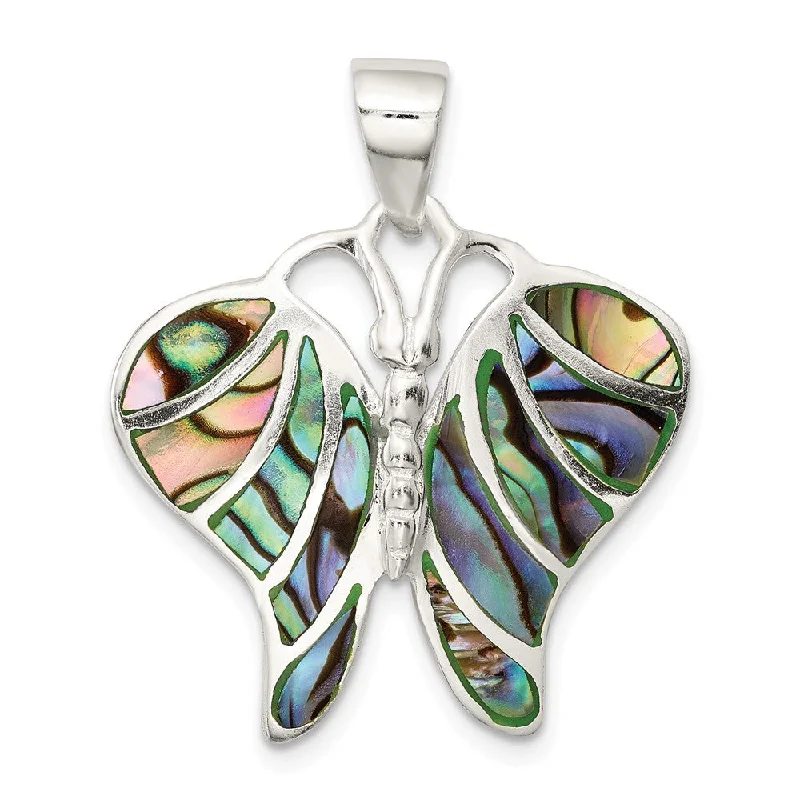 Clearance Sale On High-End Jewelry Collections Sterling Silver and Abalone Butterfly Pendant, 25mm