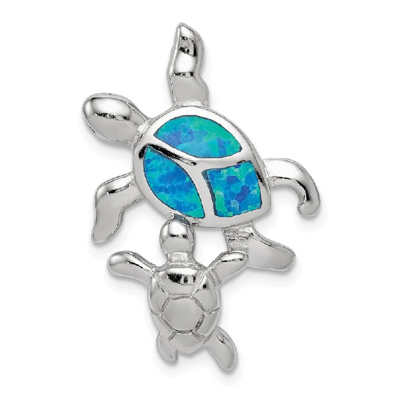 Special Offers On Handcrafted And Designer Jewelry Sterling Silver and Created Opal Sea Turtles Pendant