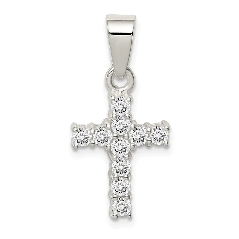 Elegant Necklaces And Bracelets At Limited-Time Offers Sterling Silver and Cubic Zirconia Medium Cross Pendant