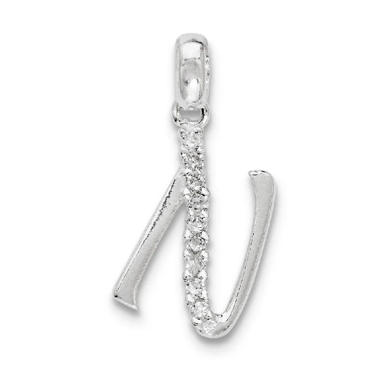 Limited-Time Offer On Elegant Jewelry Pieces Sterling Silver and CZ, Lauren Collection, Initial N Pendant