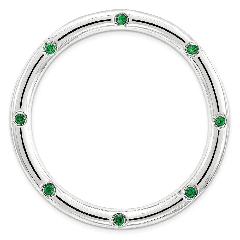 Sparkle For Less – Shop Jewelry Deals Now Sterling Silver & Cr. Emerald Stackable Expressions Large Slide, 29mm