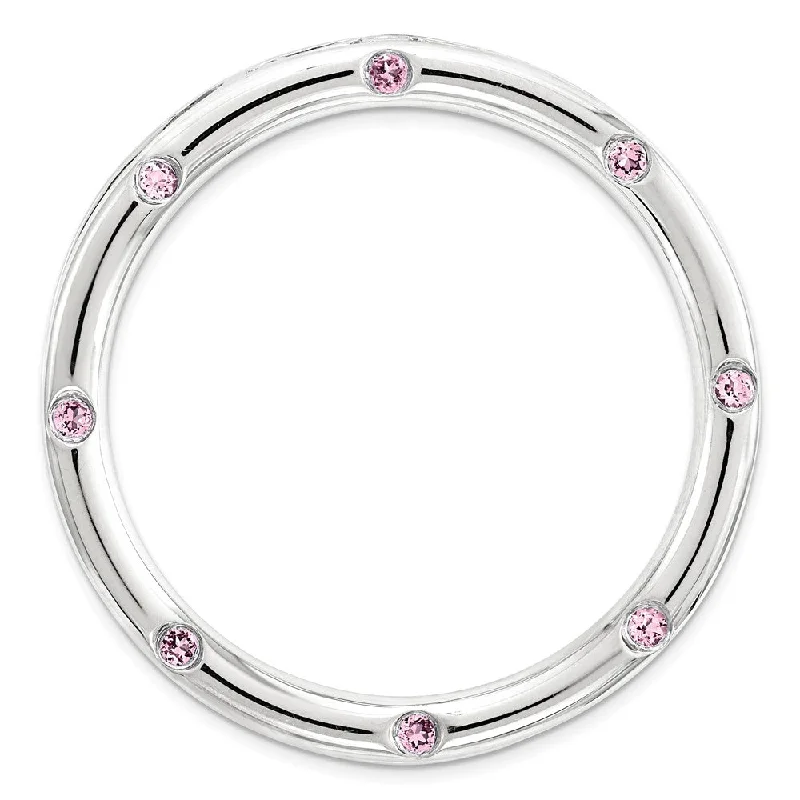 Get The Sparkle You Love At Prices You Adore Sterling Silver& Created Pink Sapphire Stackable Large Slide, 29mm