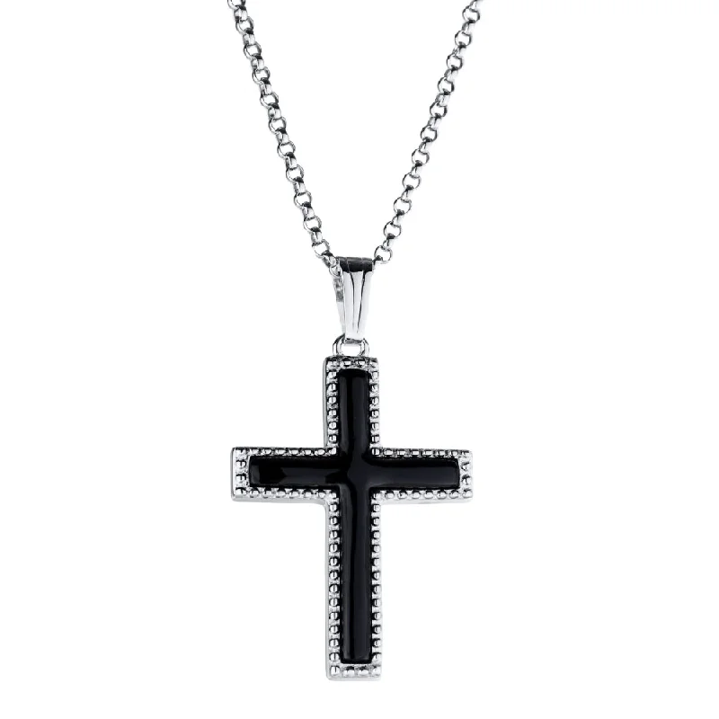 Huge Savings On Timeless Jewelry Collections Sterling Silver Onyx Beaded Cross Necklace