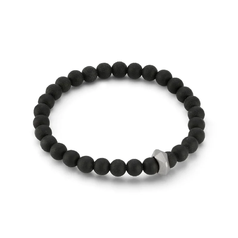 Limited-Stock Jewelry Sale – Shop Before It's Gone SYDNEY MATTE ONYX AND STERLING SILVER ORIGAMI BEADED BRACELET