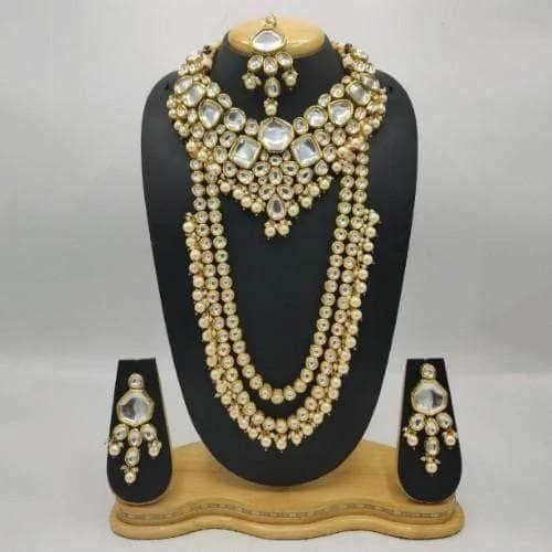 Fashion-Forward Jewelry At Incredible Prices Big Kundan Long And Short Necklace Earring And Teeka Set