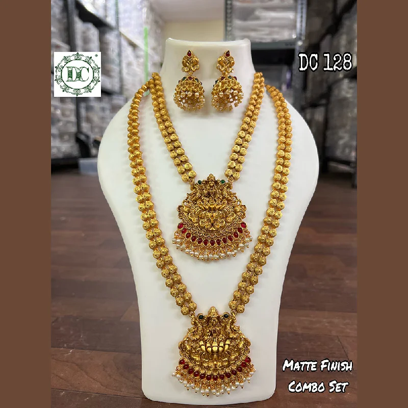 Discover Unique Jewelry With Special Limited-Time Offers Diksha Collection Gold Plated Temple Double Necklace Set