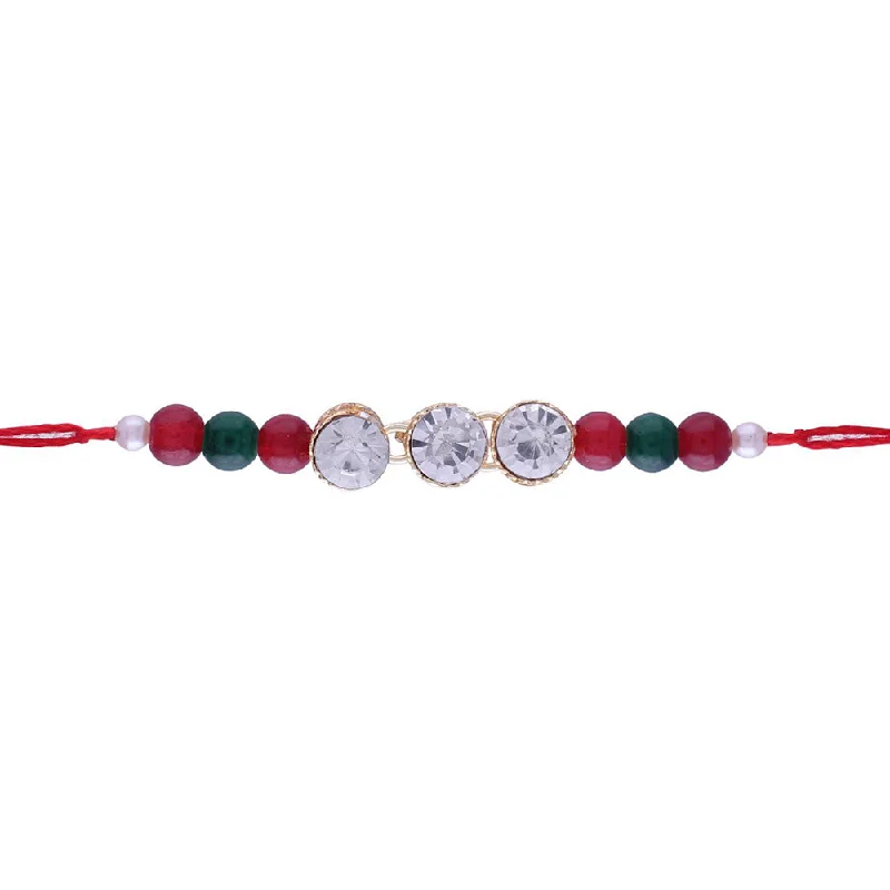 Timeless Jewelry, Timeless Savings – Don't Wait Etnico Ethnic Designer Pearl Beads Studded Rakhi Bracelet with Roli Chawal for Brother/Men (R087)