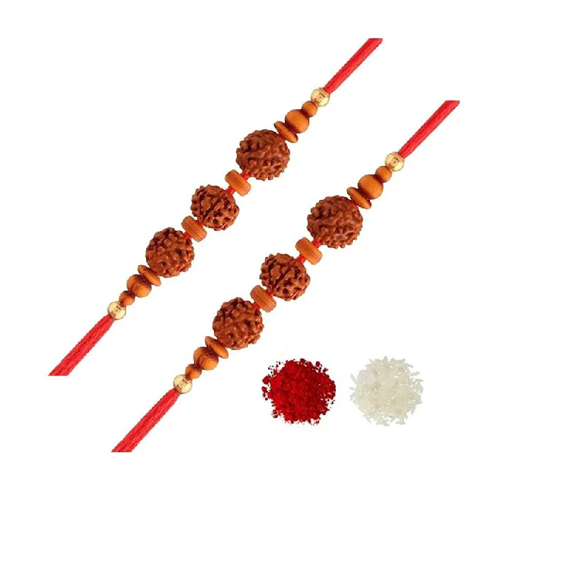 The Ultimate Jewelry Sale – Exclusive Styles At Great Prices Etnico Ethnic Rudraksha Rakhi Bracelet with Roli Chawal for Men/Brother/ Bhaiya (R060-2) ( Pack of 2)