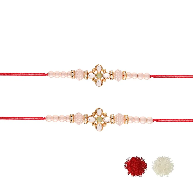 Luxury Meets Affordability – Jewelry Sale Now Live Etnico I Jewels Gold Plated Ethnic Designer Pearl Combo Rakhi Set With Roli Chawal & Rakshabandhan Card For Brother/Bhai/Bro/Men (R022-2) (Pack of 2)