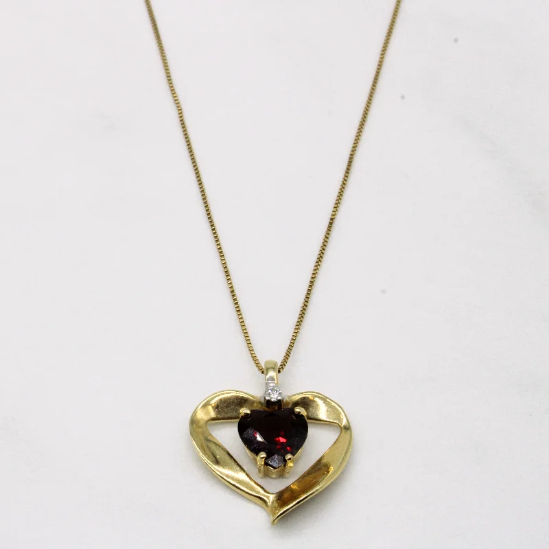 Limited-Stock Jewelry Sale – Once It's Gone, It's Gone Garnet & Diamond Heart Pendant Necklace | 1.92ct, 0.03ct | 18" |