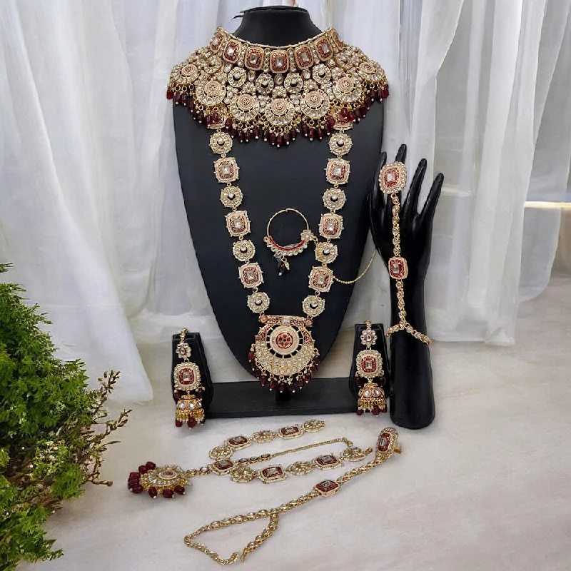 Bestselling Jewelry At Special Promotional Rates Gehana Mahal Gold Plated Kundan Stone And Meenakari Bridal Set