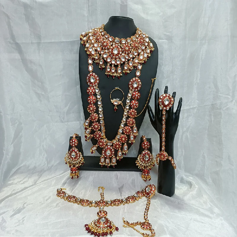 Handcrafted Jewelry Sale – Unique Designs At Low Prices Gehana Mahal Gold Plated Kundan Stone And Meenakari Bridal Set