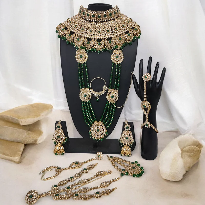 Luxury Jewelry At Unbeatable Discounts Gehana Mahal Gold Plated Kundan Stone And Pearls Bridal Set