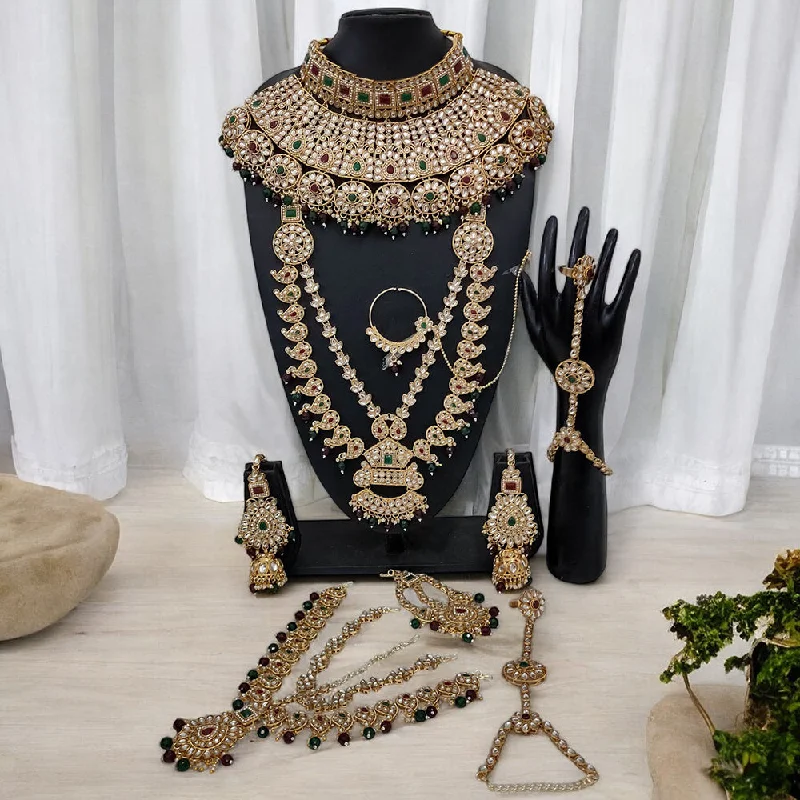 Shop Stylish Jewelry Now And Save Big Gehana Mahal Gold Plated Kundan Stone And Pearls Bridal Set