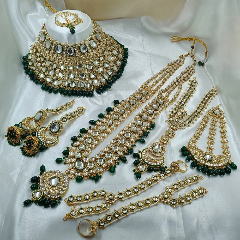 Handcrafted Jewelry Sale – Unique Designs At Low Prices Gehana Mahal Gold Plated Kundan Stone And Pearls Bridal Set