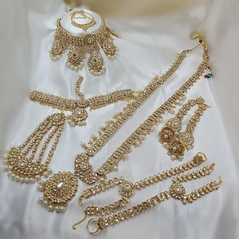 Flash Sale On Stunning Jewelry – Don't Miss Out Gehana Mahal Gold Plated Kundan Stone And Pearls Bridal Set